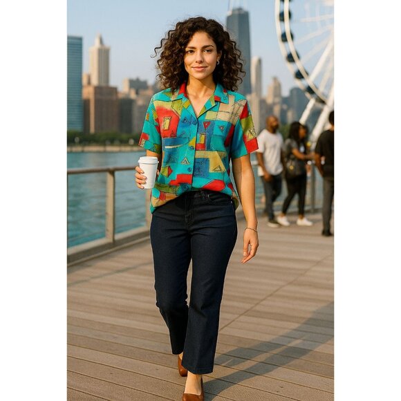 7th Avenue Studio Size 6 Navy Chino Trousers Flare Leg City Office Core - Picture 3 of 12